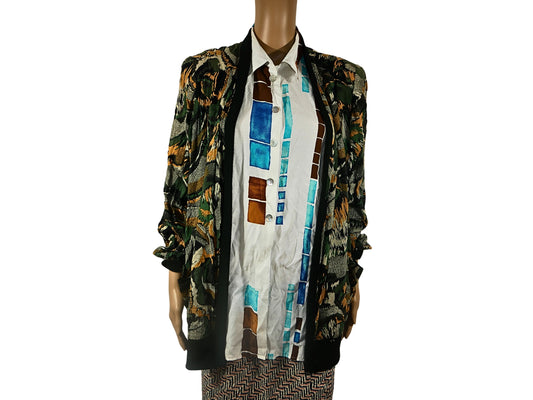 Vintage-Cardigan mit Blattmuster für Damen