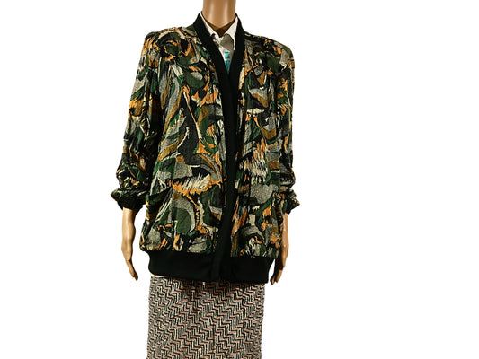 Vintage-Cardigan mit Blattmuster für Damen