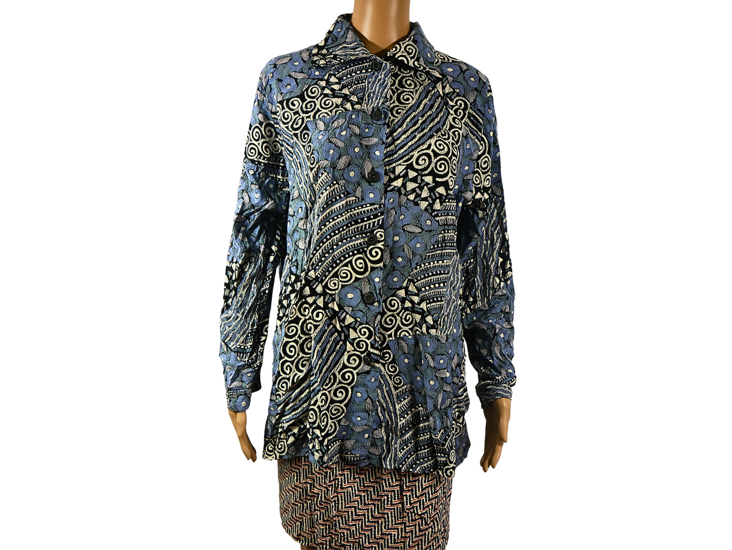 Chemise vintage bleu acier avec motif