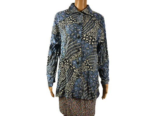 Vintage steel blue shirt with pattern