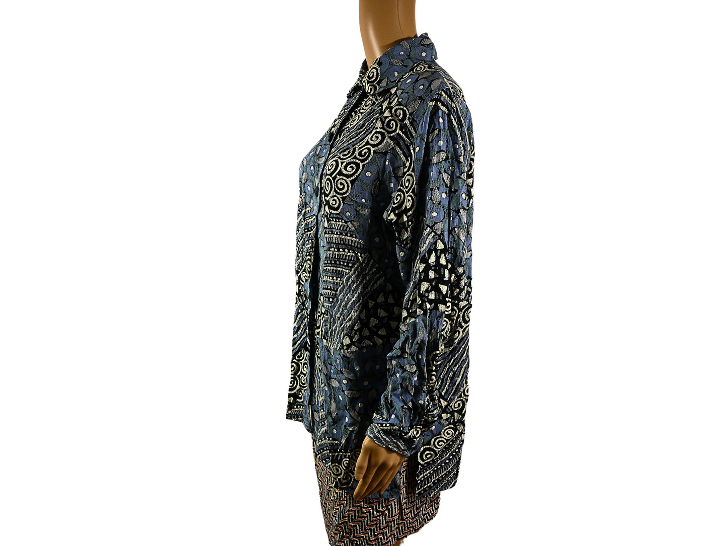 Chemise vintage bleu acier avec motif
