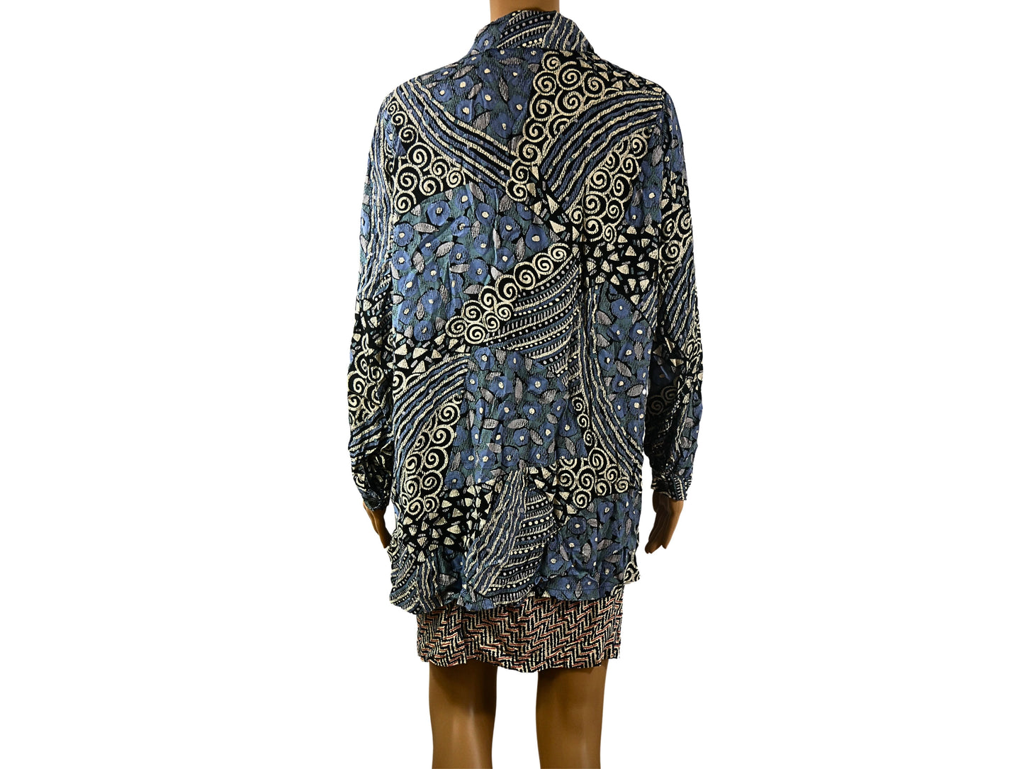 Chemise vintage bleu acier avec motif