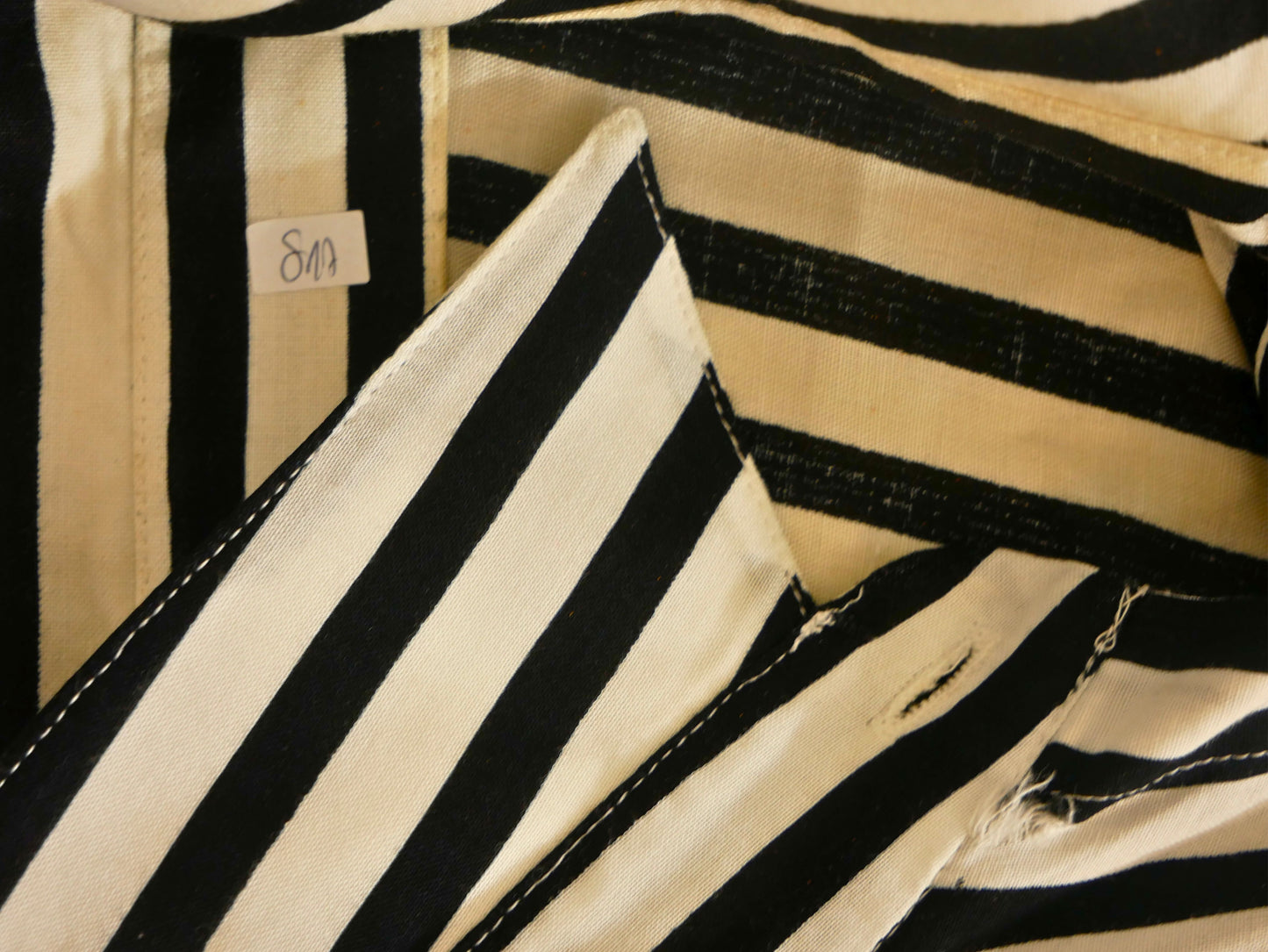 Vintage white and black striped button-down shirt