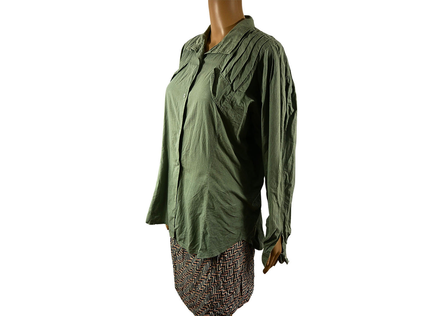 Chemise vintage couleur unie à manches longues