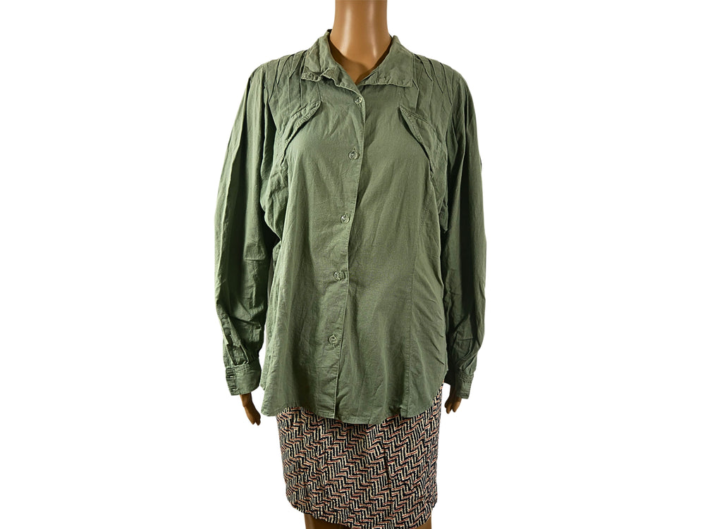 Chemise vintage couleur unie à manches longues