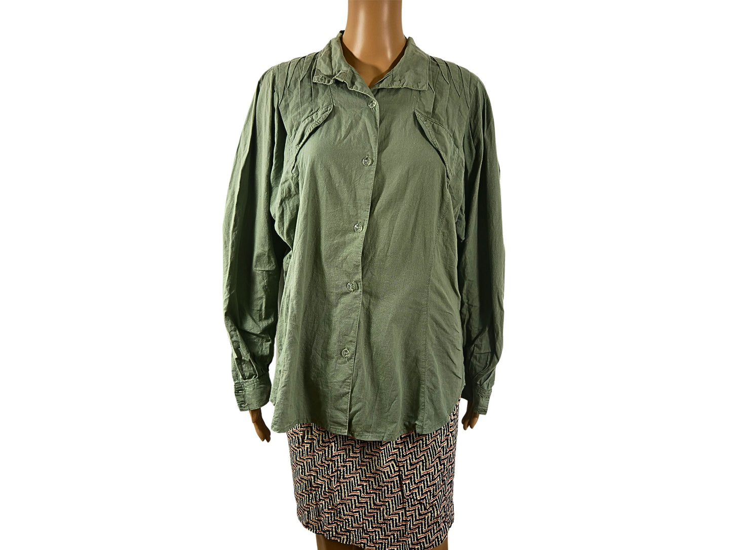 Chemise vintage couleur unie à manches longues