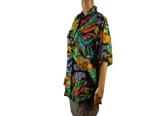 Vintage tropical floral shirt for women