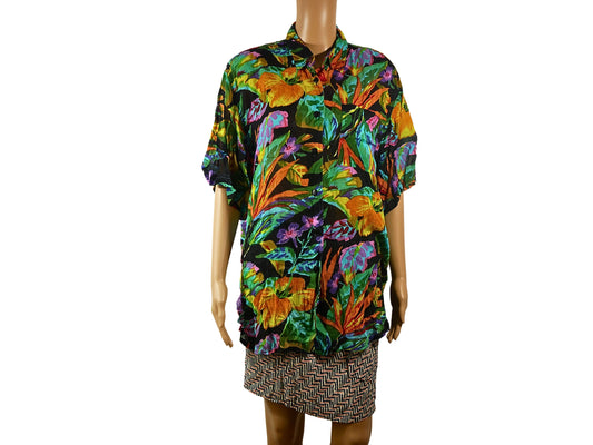 Vintage tropical floral shirt for women