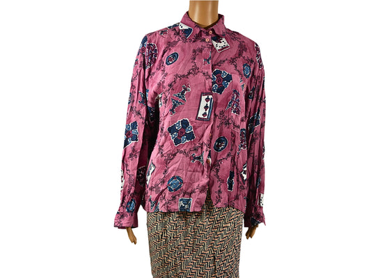 Vintage long sleeve bohemian print shirt