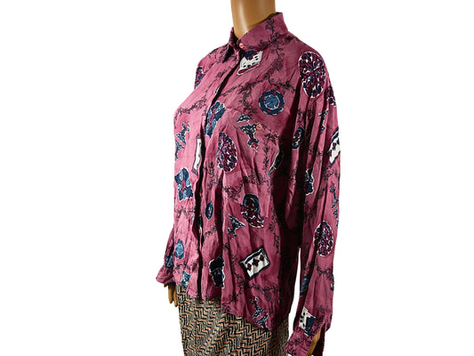 Vintage long sleeve bohemian print shirt