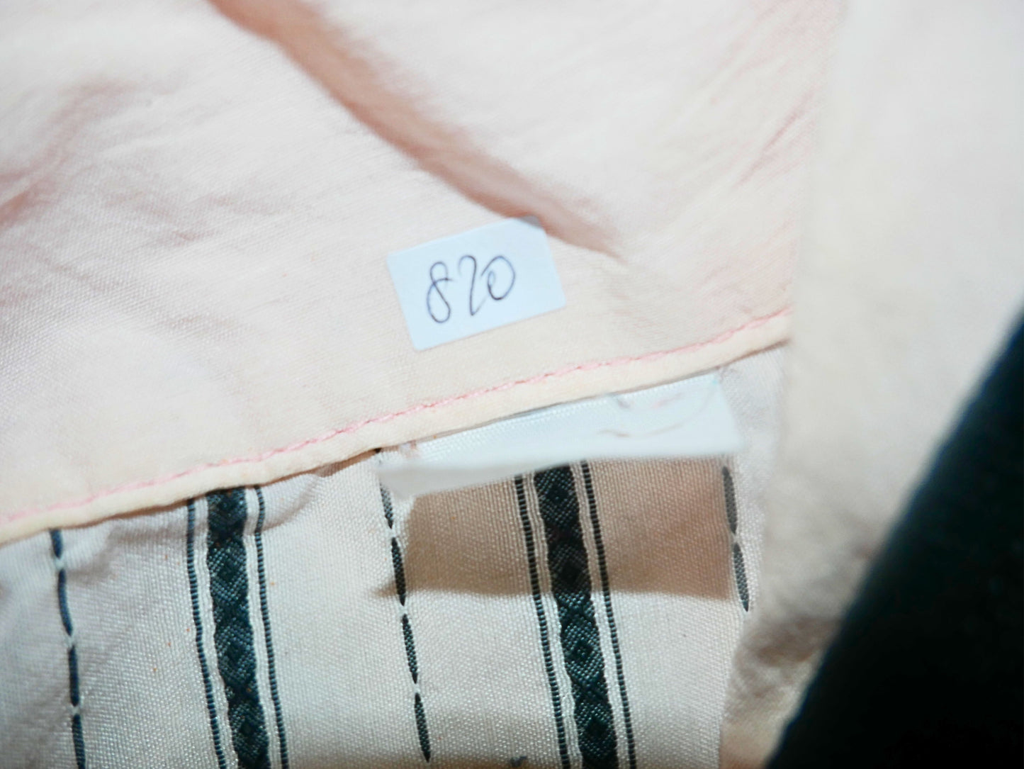 Vintage shirt with half-length sleeves and black and pink stripes