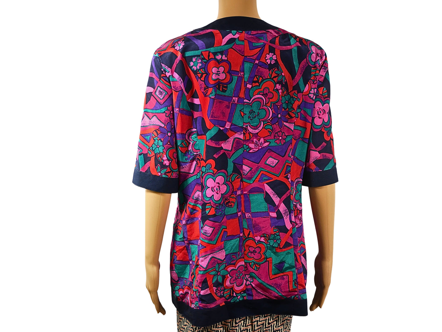 Lila Vintage-Bluse mit Aufdruck für Damen