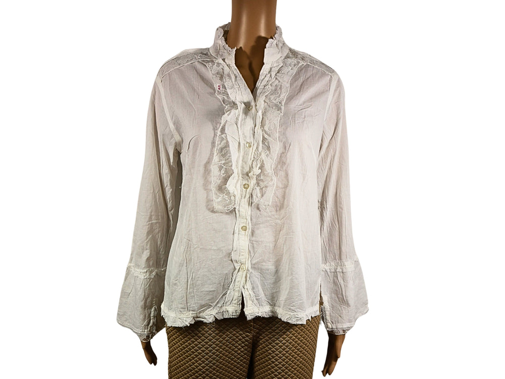 Chemisier à volants style vintage pour femme