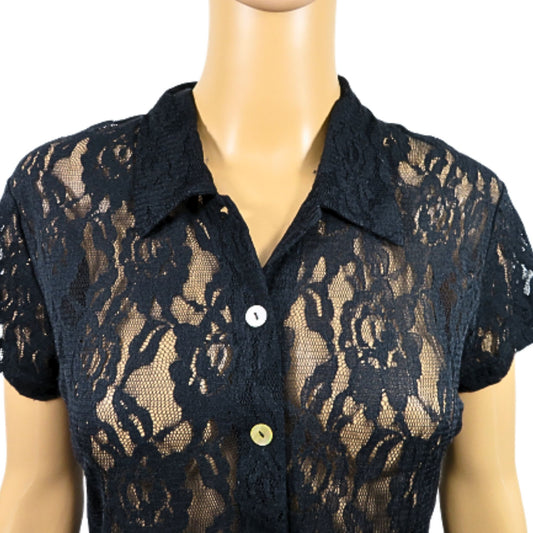 Wallis Buttoned lace top