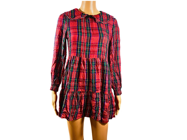 F&amp;F Red Plaid Shirt Dress