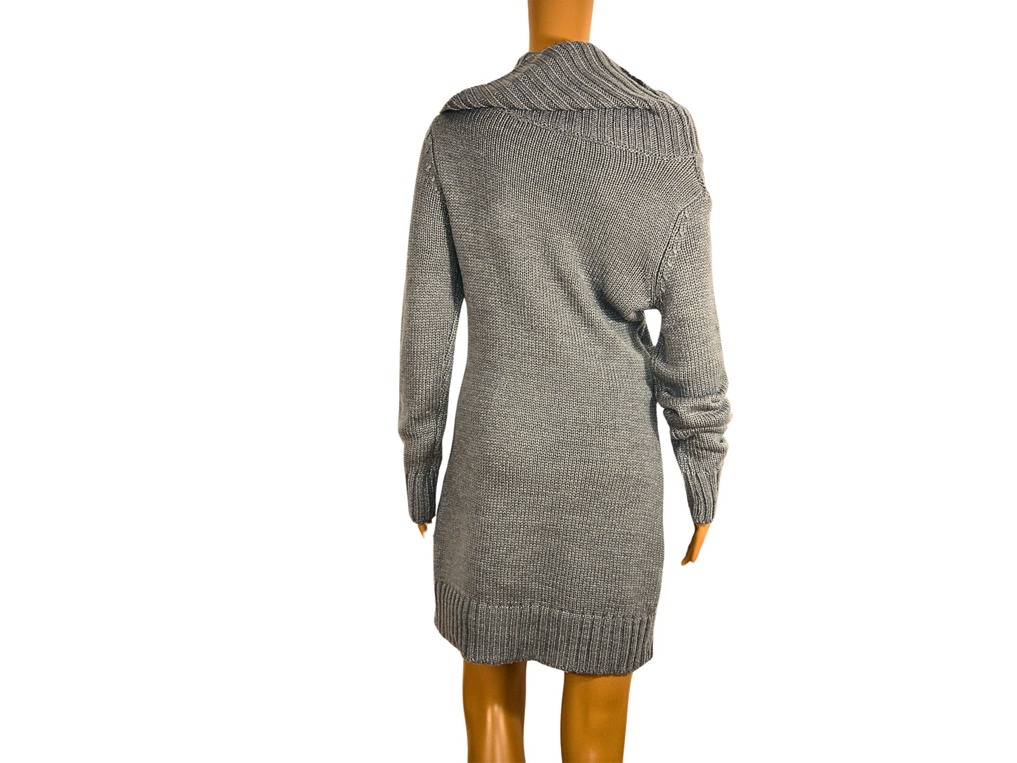 Robe courte en maille grise col roulé Bonprix