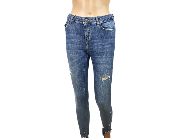 ZARA blue jeans with pearls for women