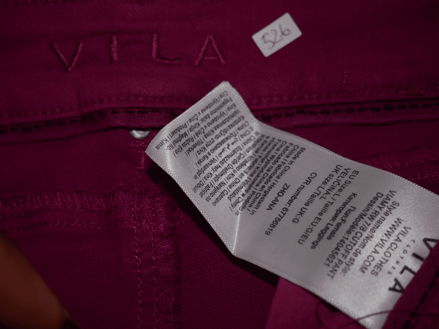 Jean femme bordeaux VILA stretch - Coupe L confortable et tendance