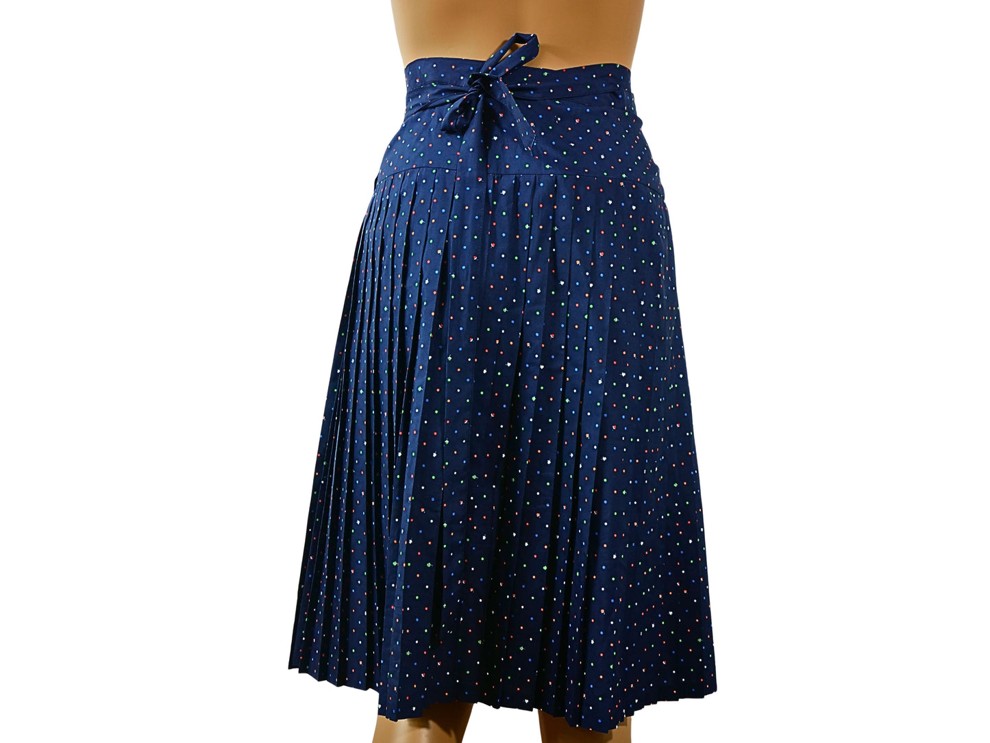 Jupe bleue vintage imprimée pois