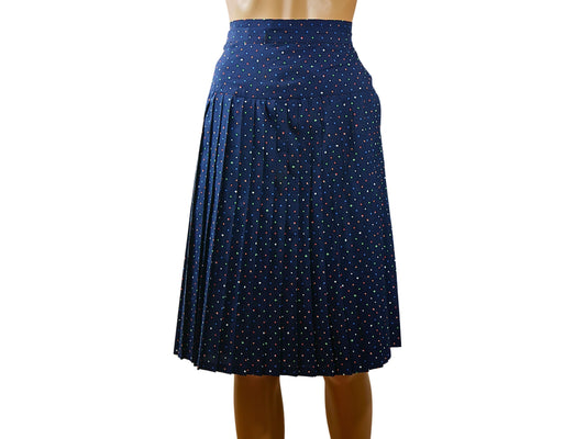 Jupe bleue vintage imprimée pois