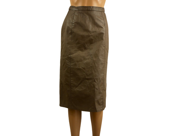 Jupe mi-longue droite en similicuir vintage