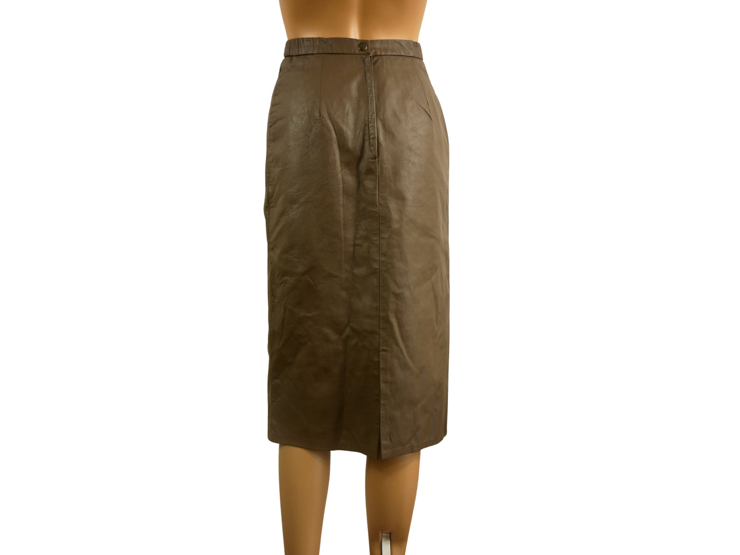 Jupe mi-longue droite en similicuir vintage