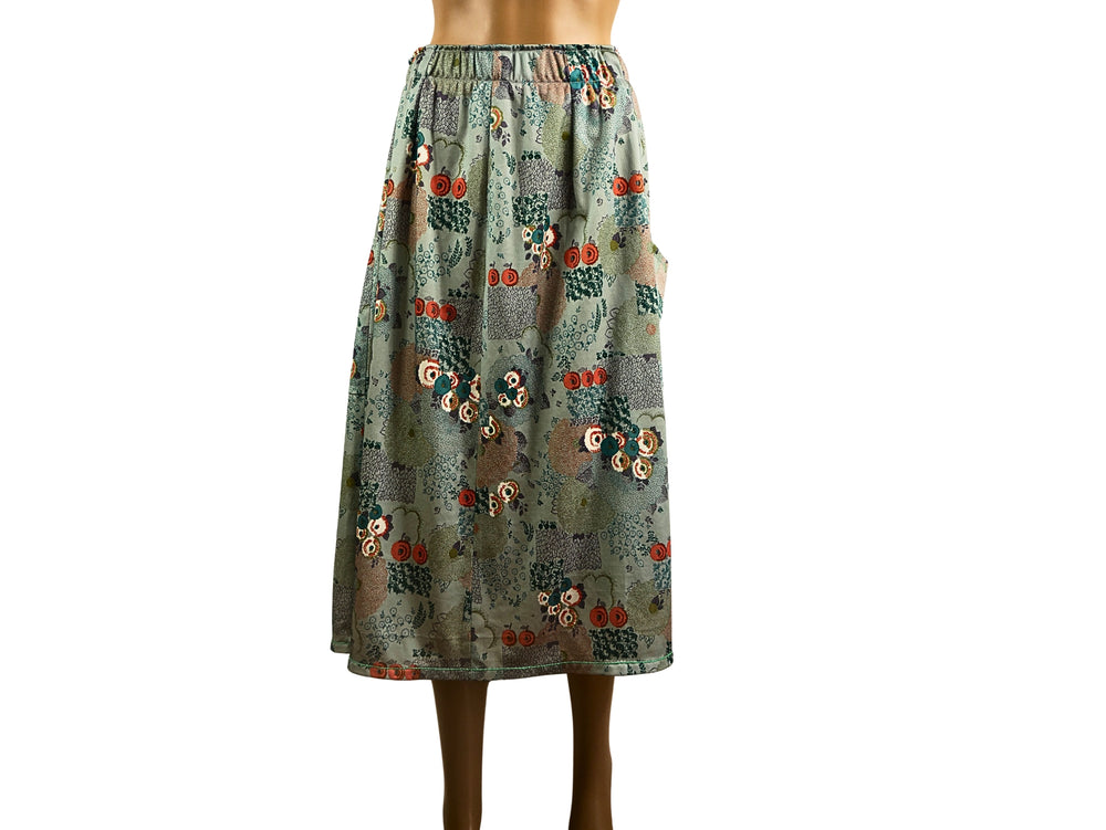 Floral Print Retro Midi Skirt