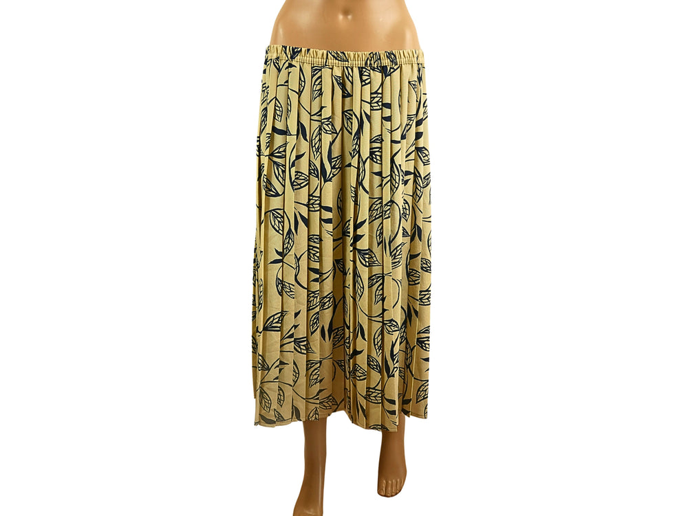 Retro Printed Pleated Midi Skirt