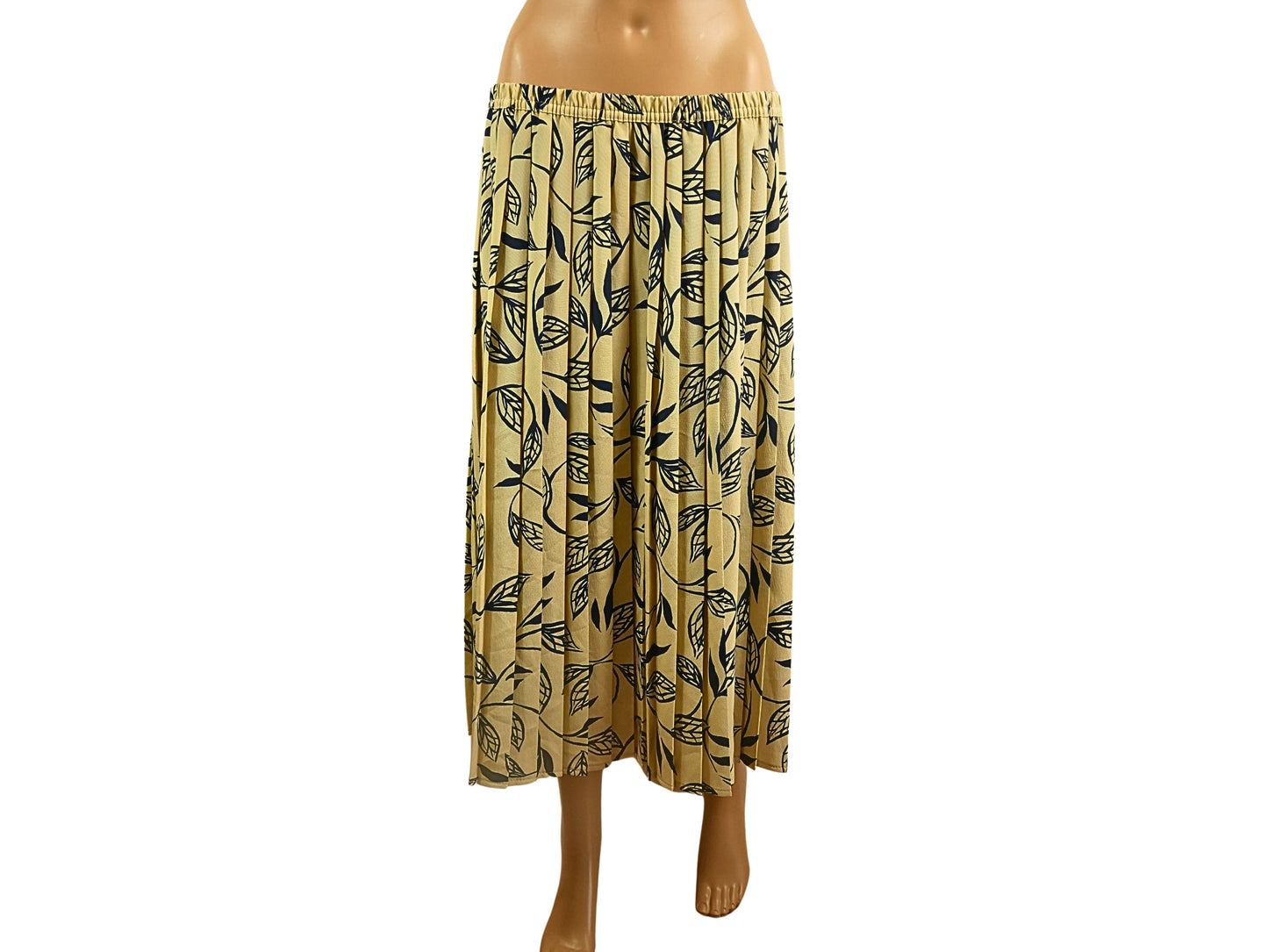 Retro Printed Pleated Midi Skirt
