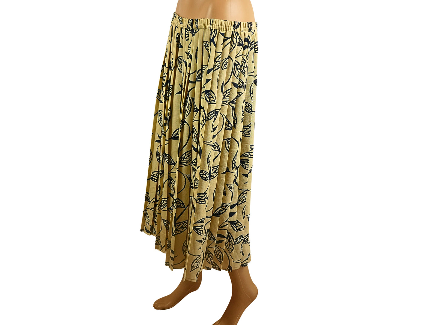 Retro Printed Pleated Midi Skirt