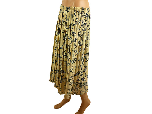 Retro Printed Pleated Midi Skirt