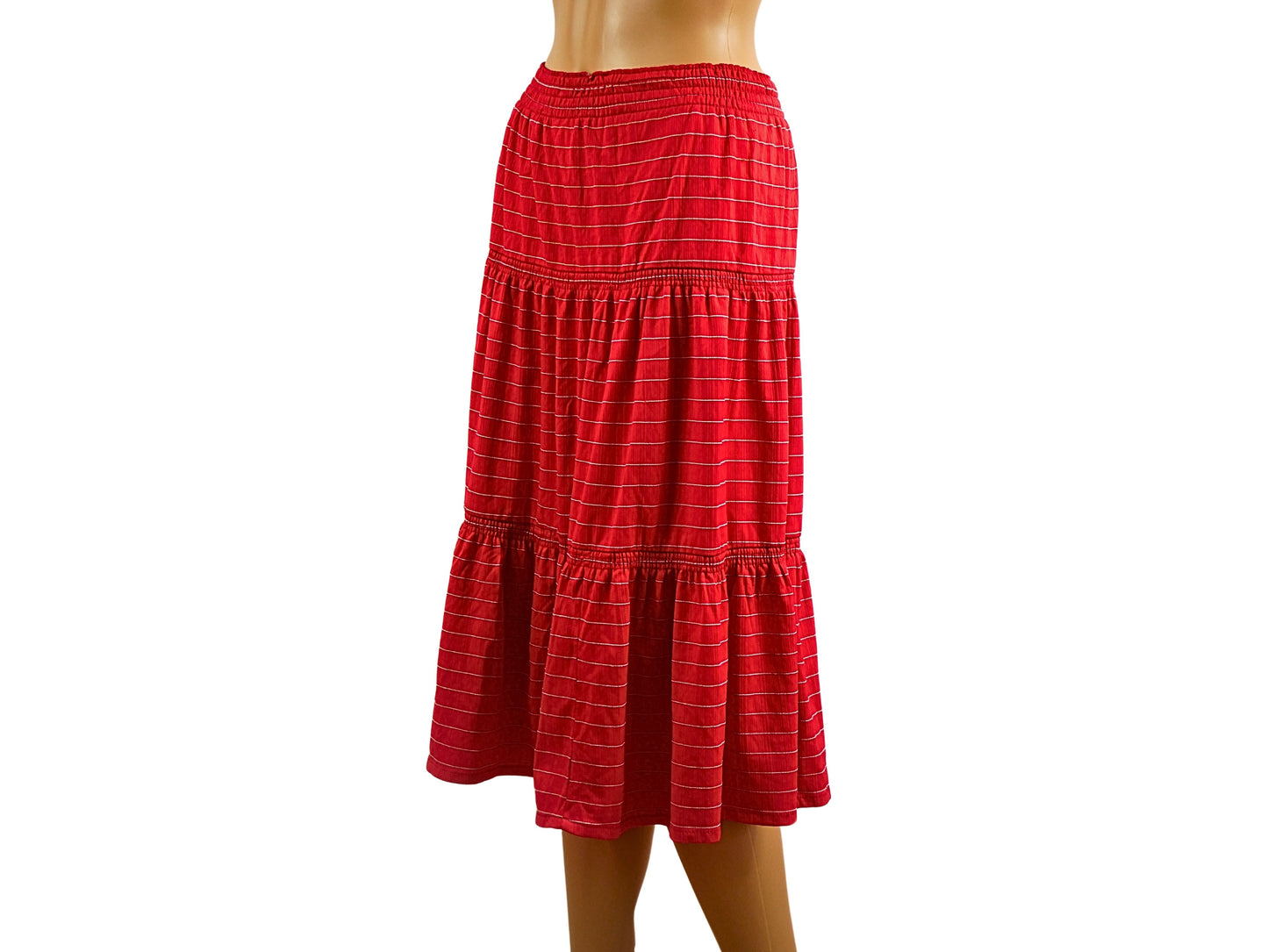 Jupe mi-longue rouge style rétro