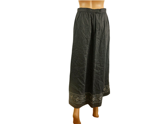Jupe vintage longue noire imprimée