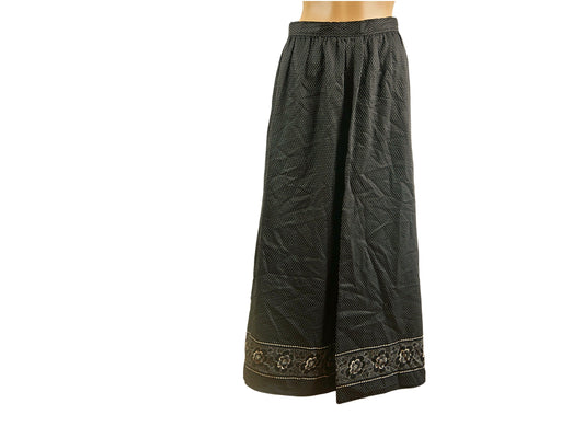 Jupe vintage longue noire imprimée