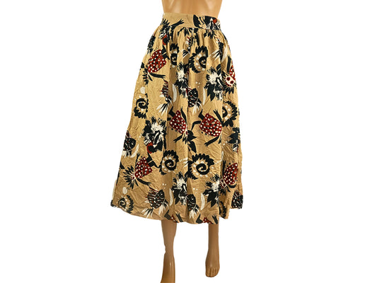 Jupe vintage midi à impression florale