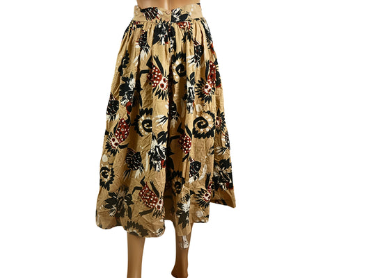 Jupe vintage midi à impression florale