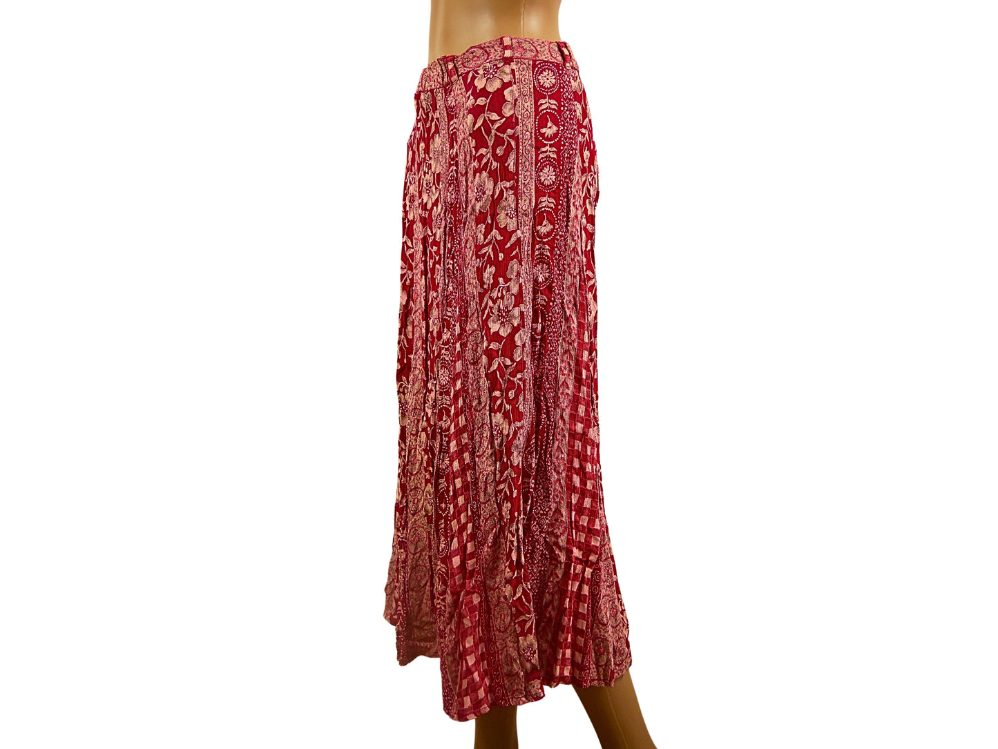 Red printed midi skirt