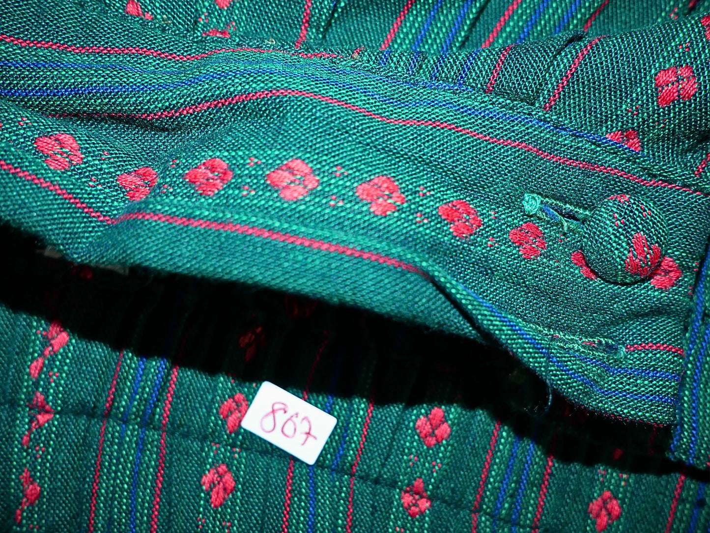 Jupe midi vintage verte à motifs