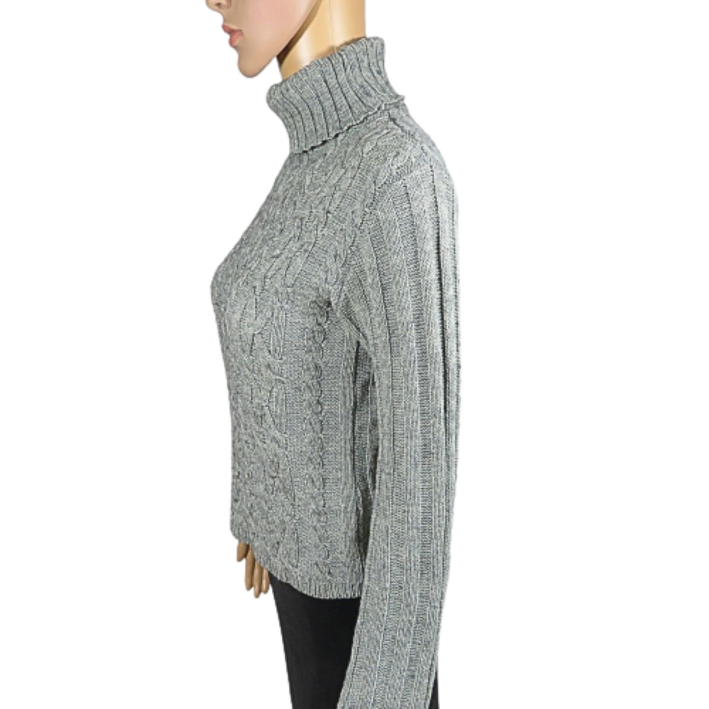 LA CITY Cable-knit turtleneck sweater