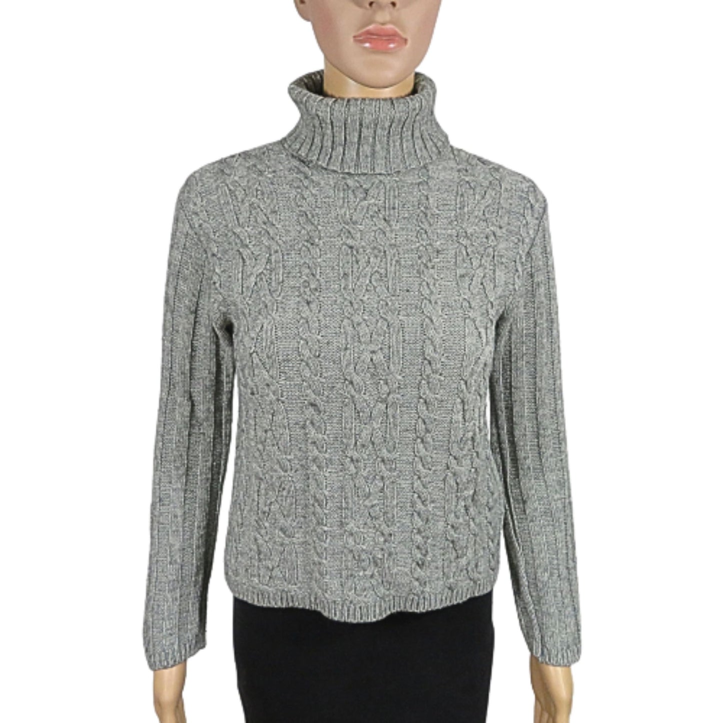 LA CITY Cable-knit turtleneck sweater