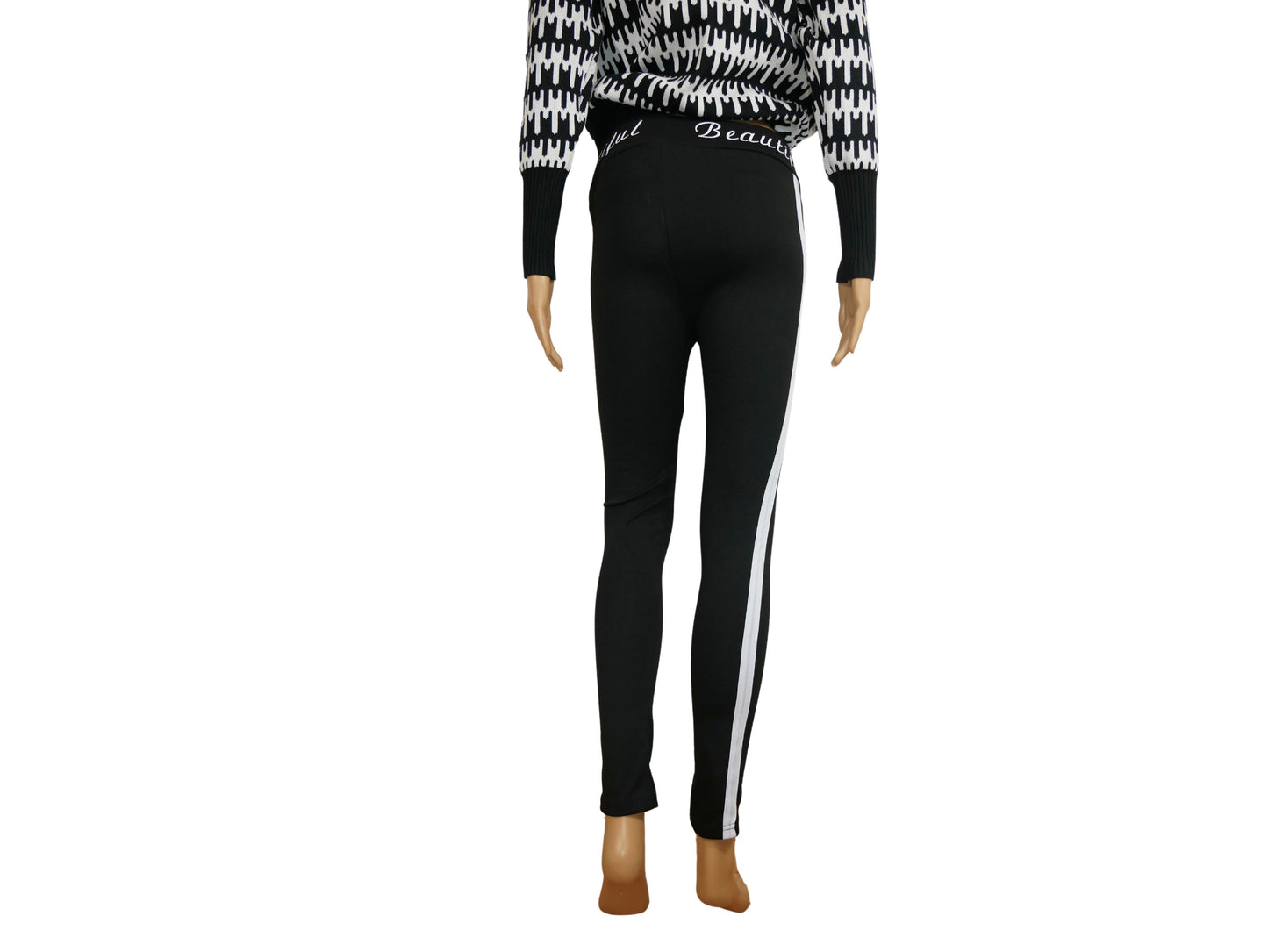 Legging noir contraste blanc pour femme