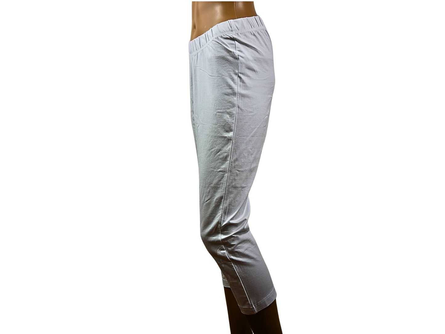 Legging court blanc taille élastique