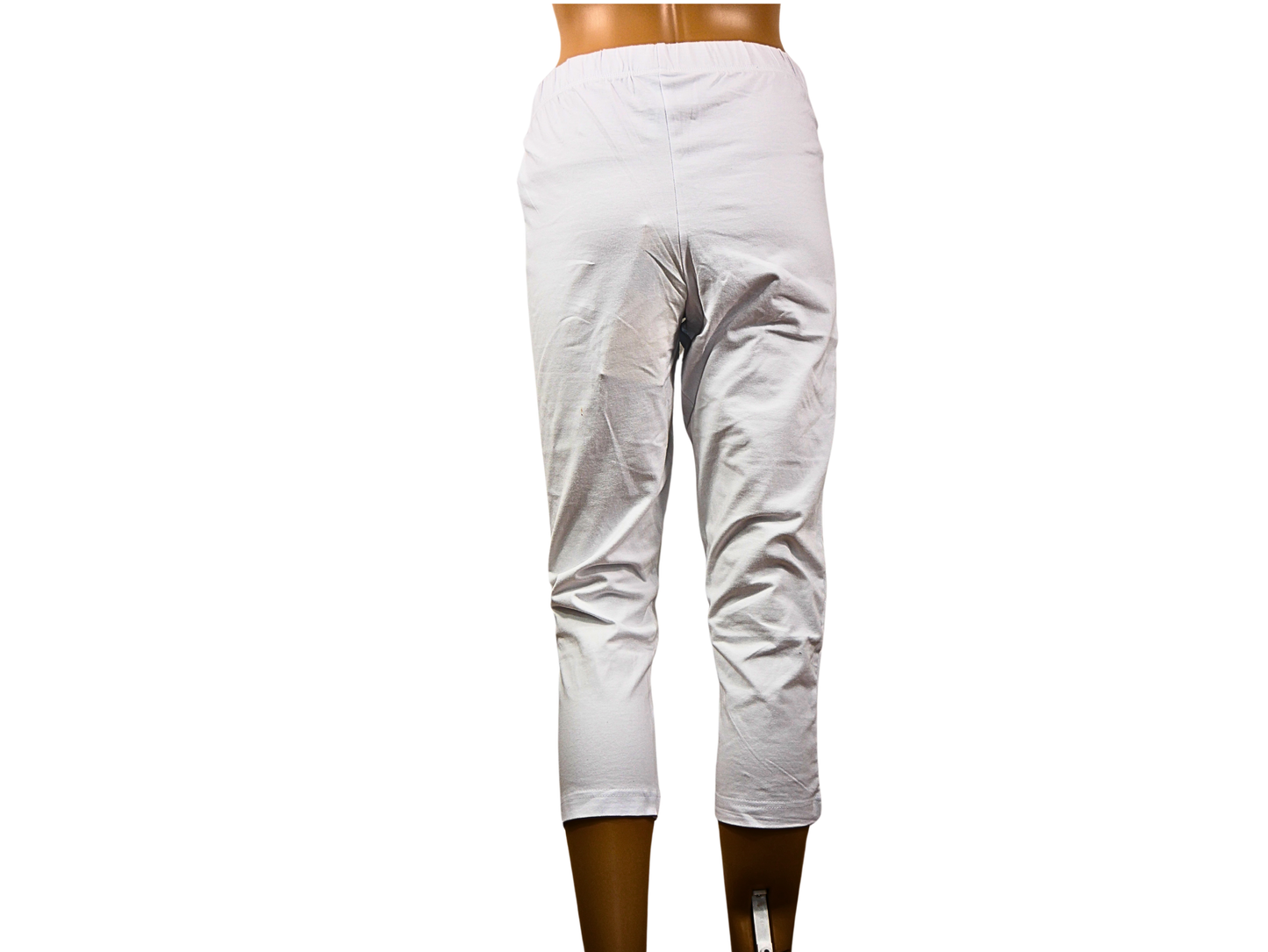 Legging court blanc taille élastique