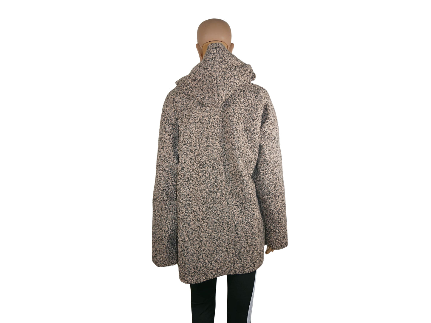 Manteau à capuche en laine bouclé pour femme