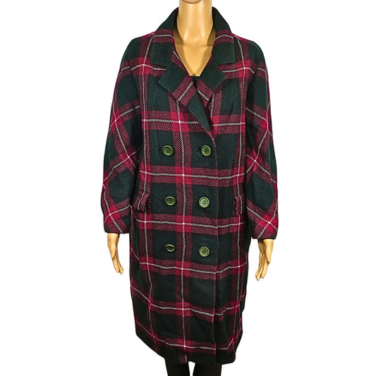 Retro Checked Wool Coat