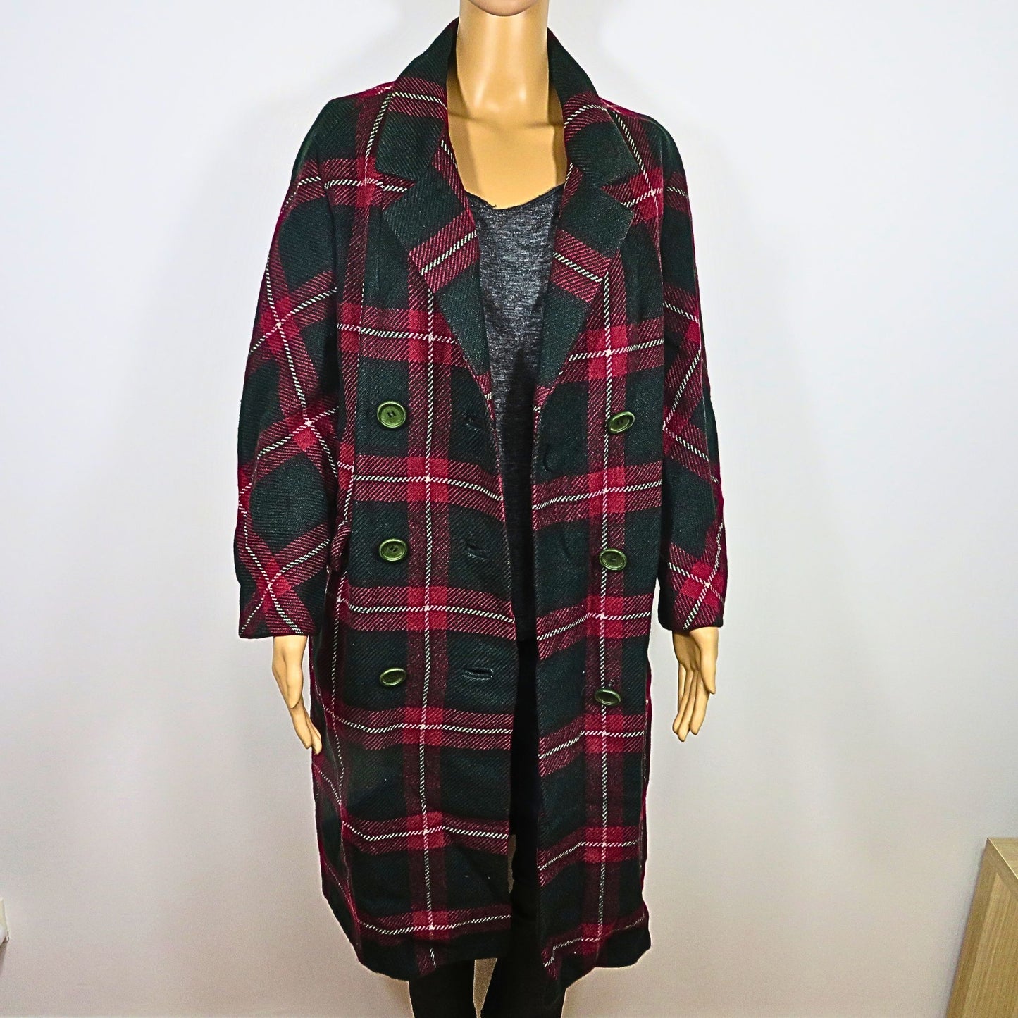 Retro Checked Wool Coat