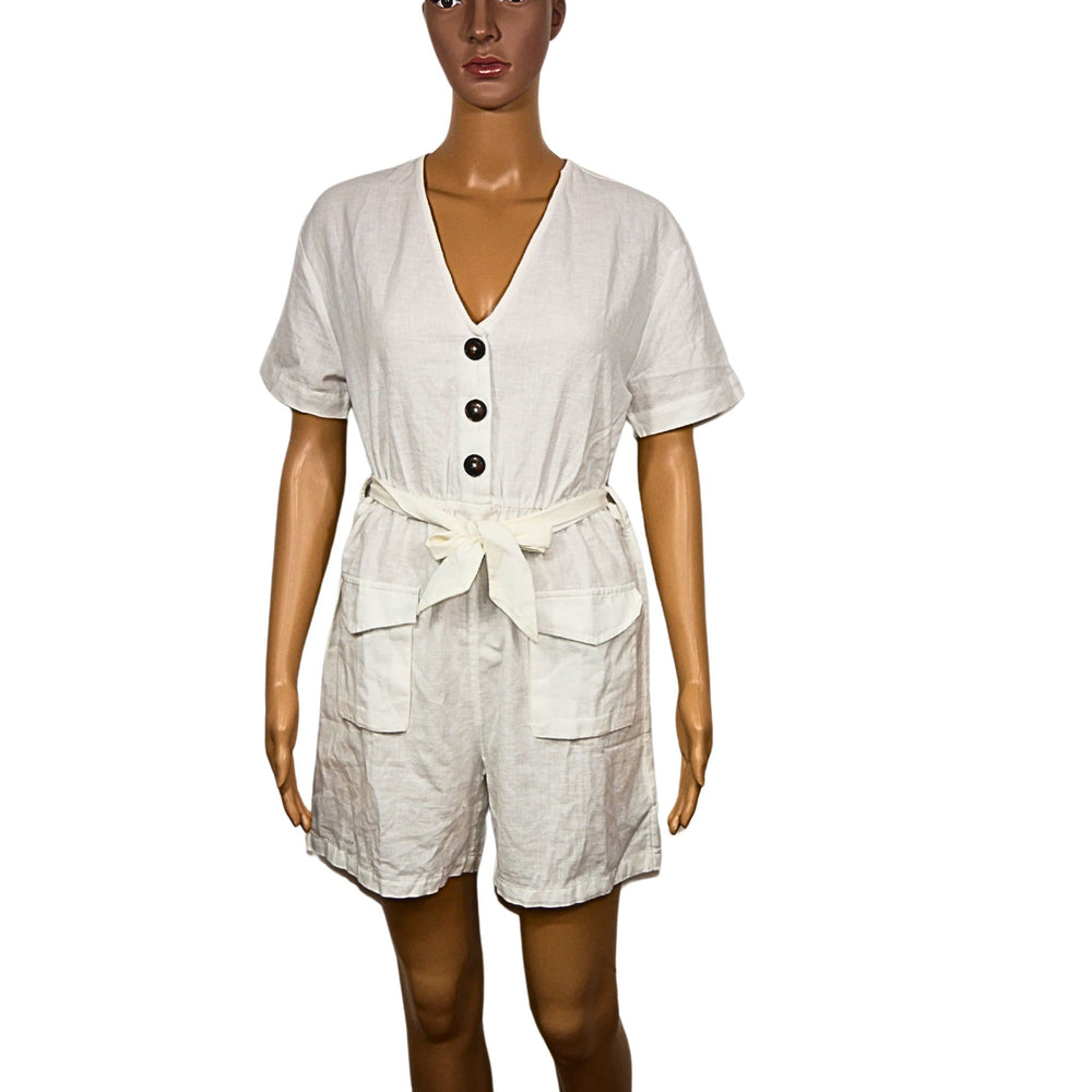 NA-KD Leinen-Playsuit