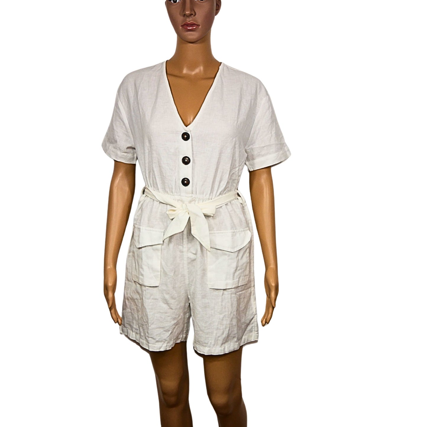 NA-KD Leinen-Playsuit