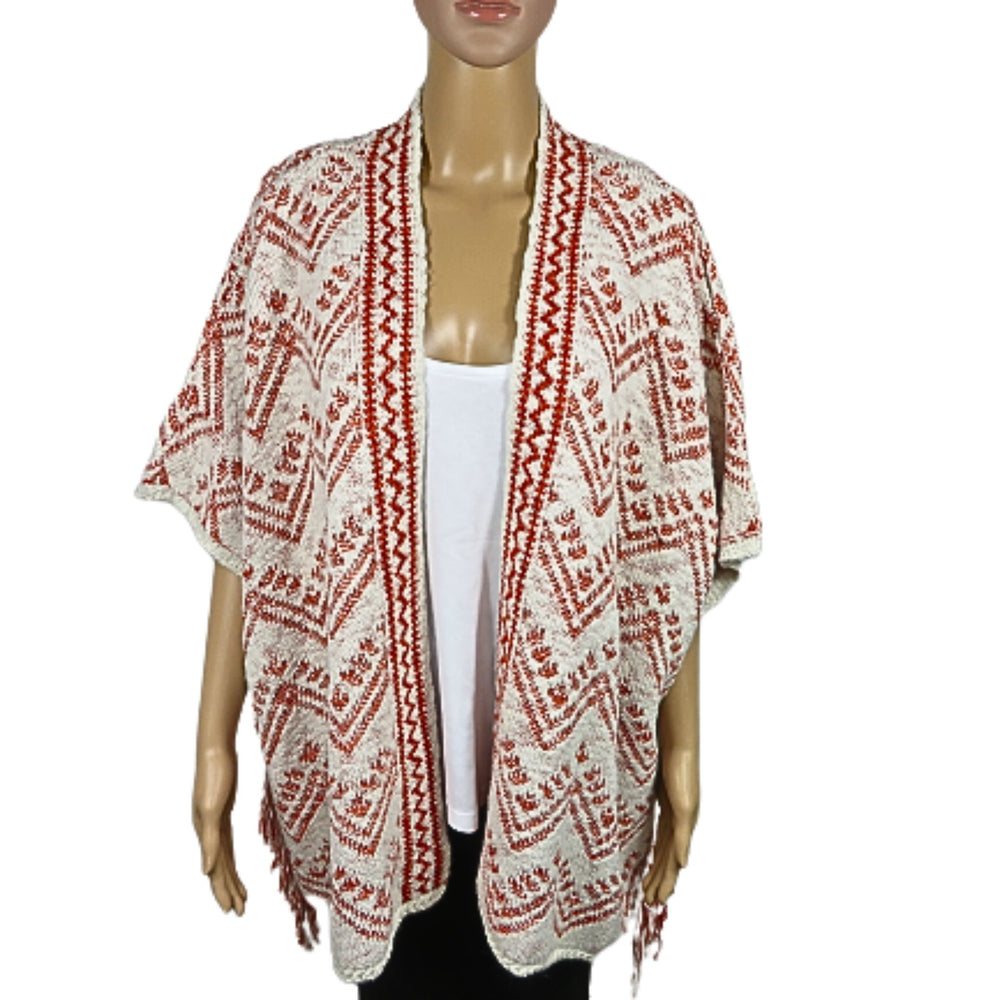 NEXT Fringed printed poncho