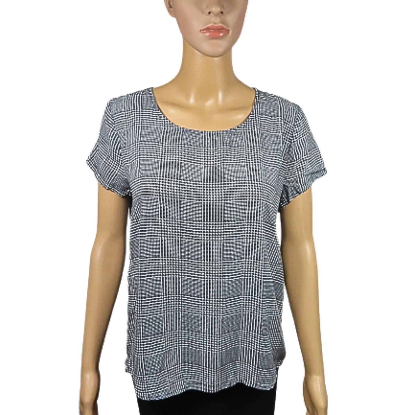 Only Short-sleeved check pattern blouse